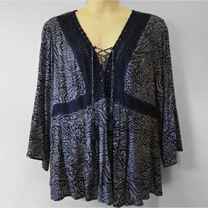 Torrid Boho Peasant Babydoll Blouse Y2K Crochet Lace Tassel Coastal Cottagecore